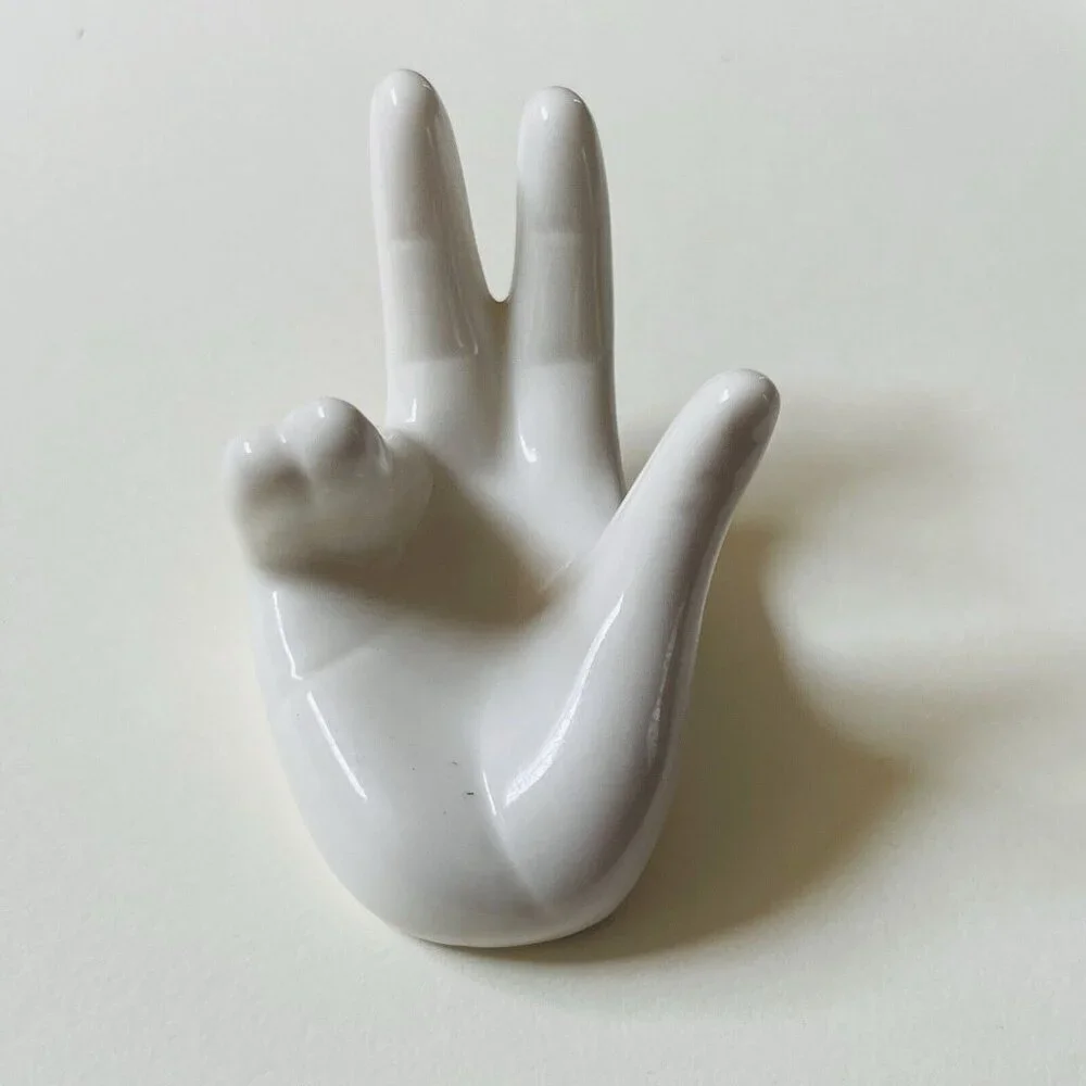 White Porcelain Hand‎ Shaped Trinket Dish Ring Holder Chopstick Home Decor White